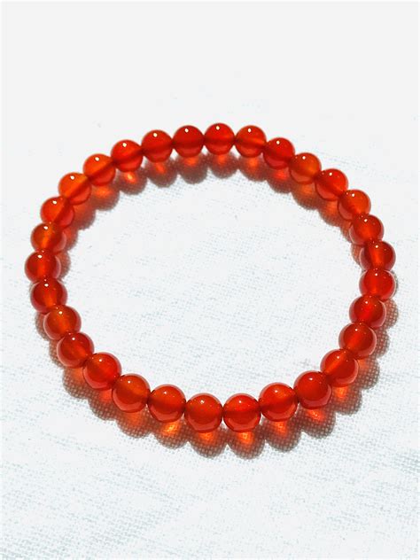 Tumbled Stone Bracelets Wholesale Carnelian 6mm Round Bead Bracelet