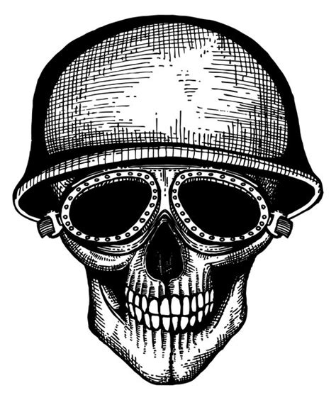 Premium Vector Human Skull In Metal Helmet Soldier Tattoo Engraving Isolated On White Background