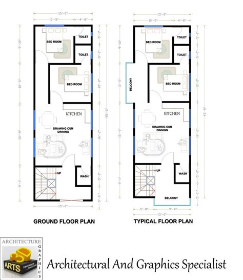 15x45 House Pplan With 3d Elevation By Gaines Ville Fine Arts