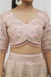 Buy Pink Dupion Silk Embroidered Gota Patti Floral Embellished Bridal