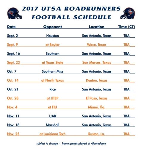 2017 UTSA Football Schedule Set