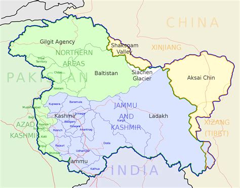 Asisbiz A map drawing of the Kashmir areas and districts