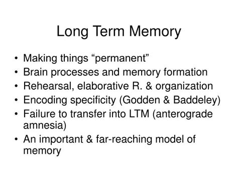 Ppt Long Term Memory Powerpoint Presentation Free Download Id6900022