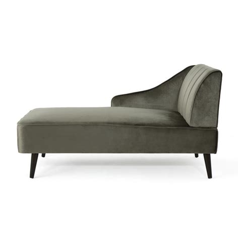 Noble House Auley Glam Gray Velvet Chaise Lounge 304536 The Home Depot