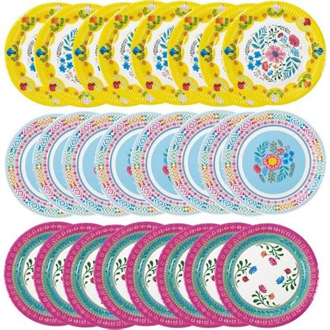 Lot De 24 Assiettes En Papier Jetables De Style Bohème Thème Hawaïen