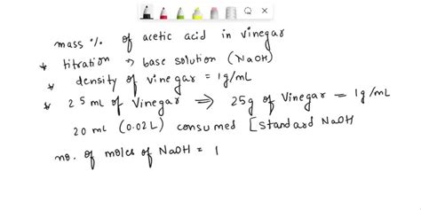 Solved Calculate The Mass Acetic Acid In Vinegar Assume The Density