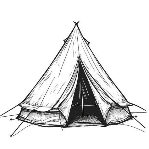 Premium Vector Camping Tent Outline Drawing On White Background