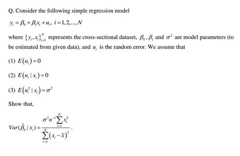 Get Answer Consider The Following Simple Regression Model Y B Bx U Transtutors