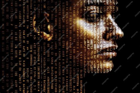 Premium Photo A Binary Code With Human Face Shape On Dark Background