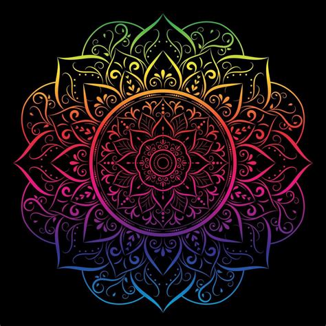 Rainbow Gradient Floral Mandala On Black 1228344 Vector Art At Vecteezy