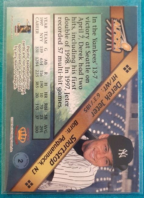 1998 Pacific Aurora Pennant Fever 2 Derek Jeter For Sale Online EBay