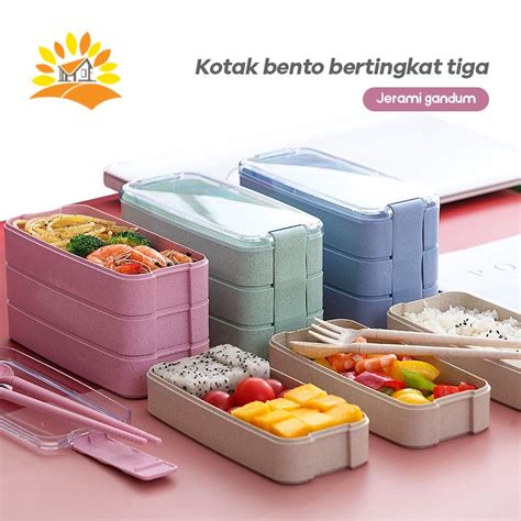 Jual S C Layer Lunch Box Kotak Bekal Makan Wheat Straw Three Layer