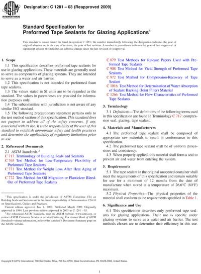 Astm C Standard Specification For Preformed Tape Sealants For 5856