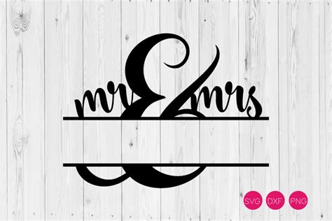 Mr And Mrs Split Monogram Frame Svg Dxf Png Cut File