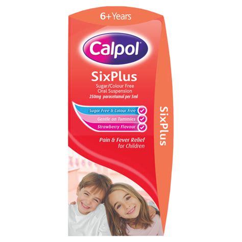 Calpol Six Plus Sugar Free Strawberry 140ml Pain