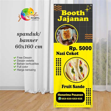 Jual Spanduk Banner 60x160 Booth Jajanan Custom Desain Shopee Indonesia