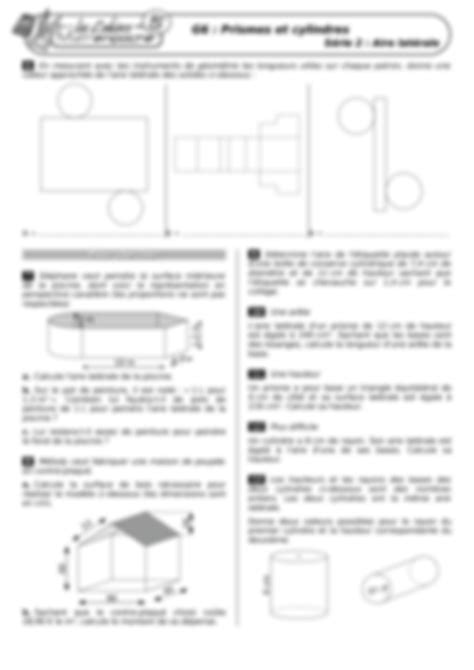 SOLUTION Mathematiques 1eme Annee College Prismes Et Cylindres