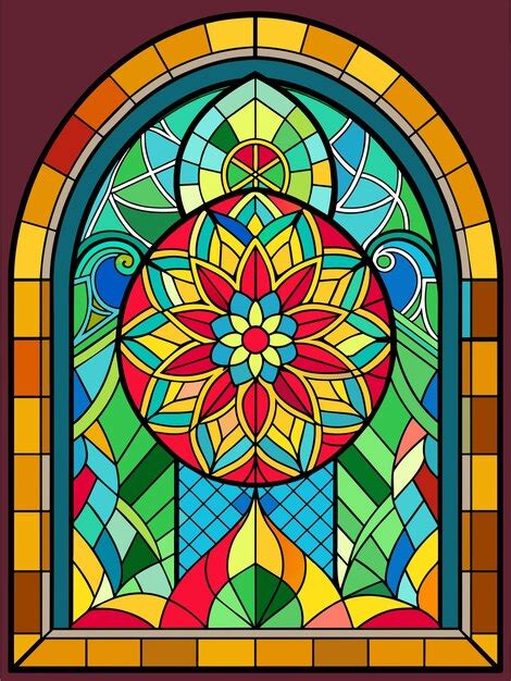 Premium Vector Stained Glass Vector Background With Vibrant Colors And Intricate Designs