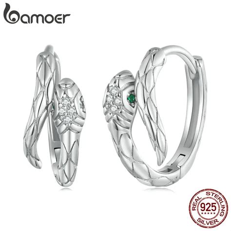 Bamoer 925 Sterling Silver Snake Ear Buckles para Mulheres Jóias Finas