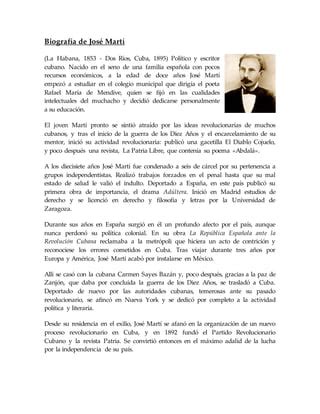 Biografía de josé martí PDF