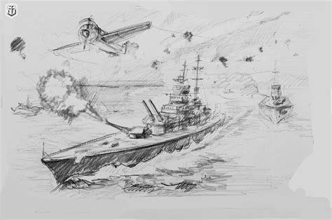 Battleship Sketch At Explore Collection Of