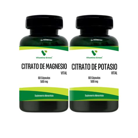 PACK CITRATO DE MAGNESIO Y POTASIO 500MG 60CAPS Vitamina Green