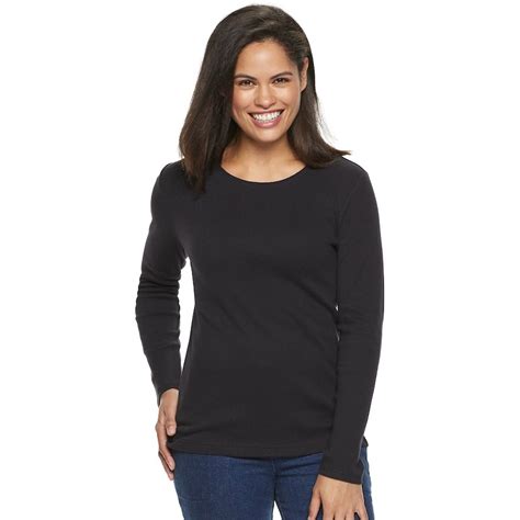 Womens Croft And Barrow® Essential Long Sleeve Crewneck Tee Women