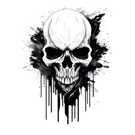 Premium Ai Image Monochrome Skull Tattoo Flash