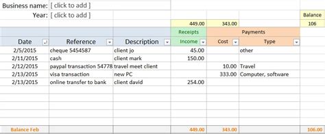 Free Bookkeeping Templates For Small Business Excel Excel Tmp