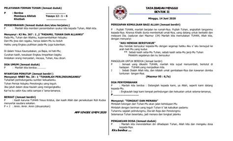 Tata Ibadah Minggu 14 Juni 2020 Pdf