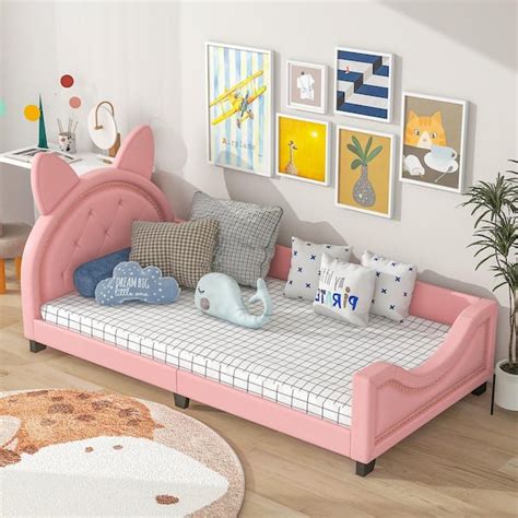 Harper And Bright Designs Pink Twin Size Upholstered Daybed With Carton