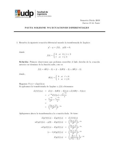 1 Resuelva la siguiente ecuación diferencial usando la transformada de