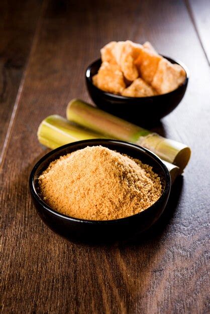 Premium Photo Organic Gur Or Jaggery Powder Is Unrefined Sugar