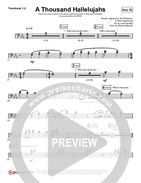 A Thousand Hallelujahs Sing It Now SATB Trombone Sheet Music PDF