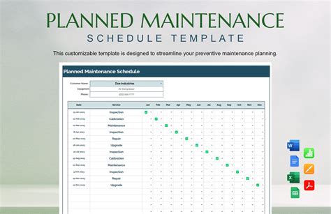 Planned Maintenance Schedule Template in Word, Pages, Apple Numbers ...