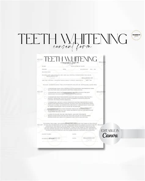 Editable Teeth Whitening Consent Form Template Etsy