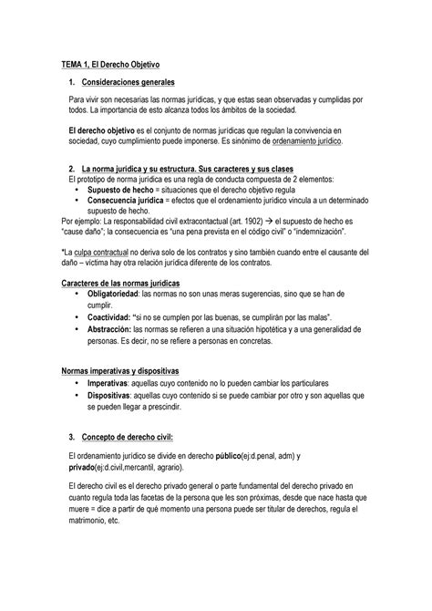 Apuntes Derecho Civil Del Tema Al Tema El Derecho Objetivo