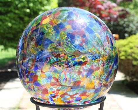 Glass Gazing Ball Tea Rose 12 Inch Etsy