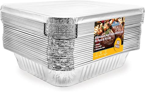 Amazon EHOMEA2Z Aluminum Foil Pans With Lids Half Size 10 Pack