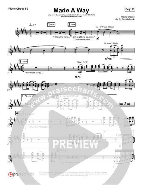 Made A Way Fluteoboe Sheet Music Pdf Travis Greene Praisecharts