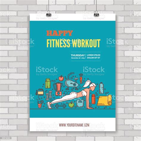 健身範本與線圖示向量圖形及更多健身運動圖片 健身運動 傳單 Fitness Tracker Istock