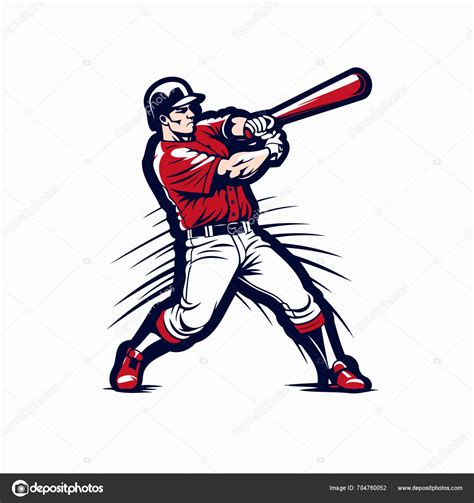 Baseball Player Hitting Ball Bat Vector Illustration Stock Vector By