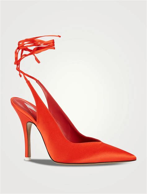 THE ATTICO Venus Satin Slingback Pumps With Ankles Ties Holt Renfrew