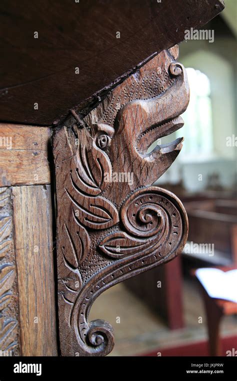 Carved Wooden Lectern Elephant Face Saint Andrew Church Westhall