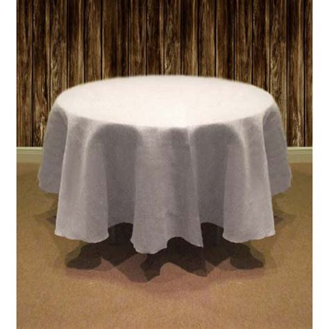 126 Round White Tablecloth Burlap Boutique