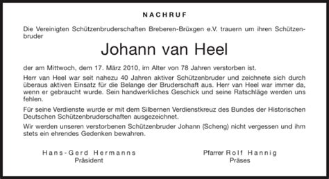 Traueranzeigen Von Johann Van Heel Aachen Gedenkt