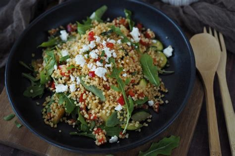 Couscous Salat Mit Gebratenem Gem Se Feta Wiewowasistgut