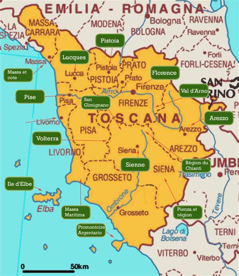 Carte Touristique De La Toscane Vacances Arts Guides Voyages