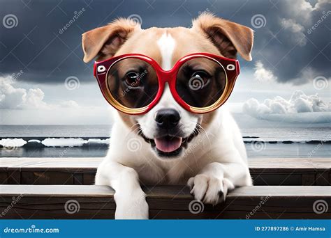 Dog with sunglasses stock illustration. Illustration of funny - 277897286