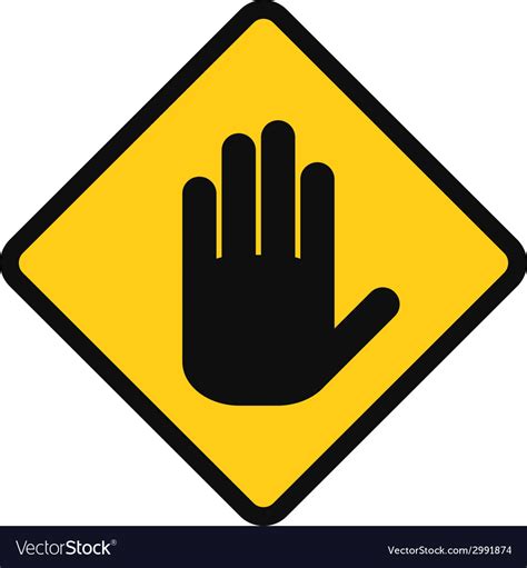 Yellow Stop Sign With Hand